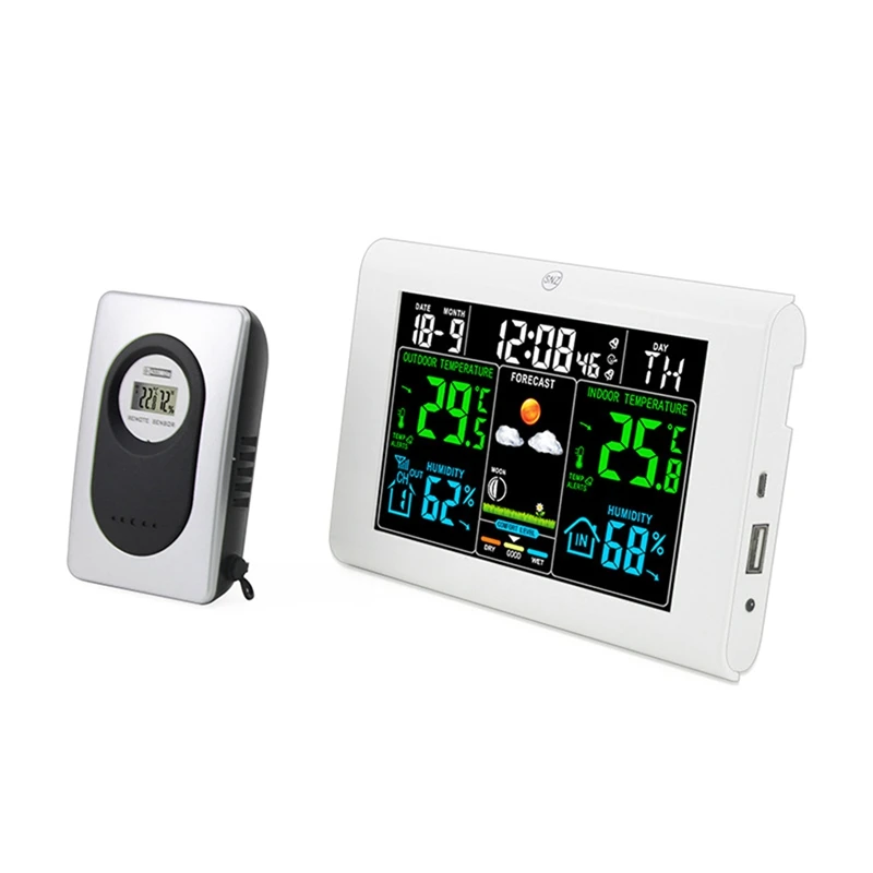 

Weather Station Air Pressure Forecast Alarm Clocks Indoor Outdoor Temperature And Humidity Wireless Multifunction Clock