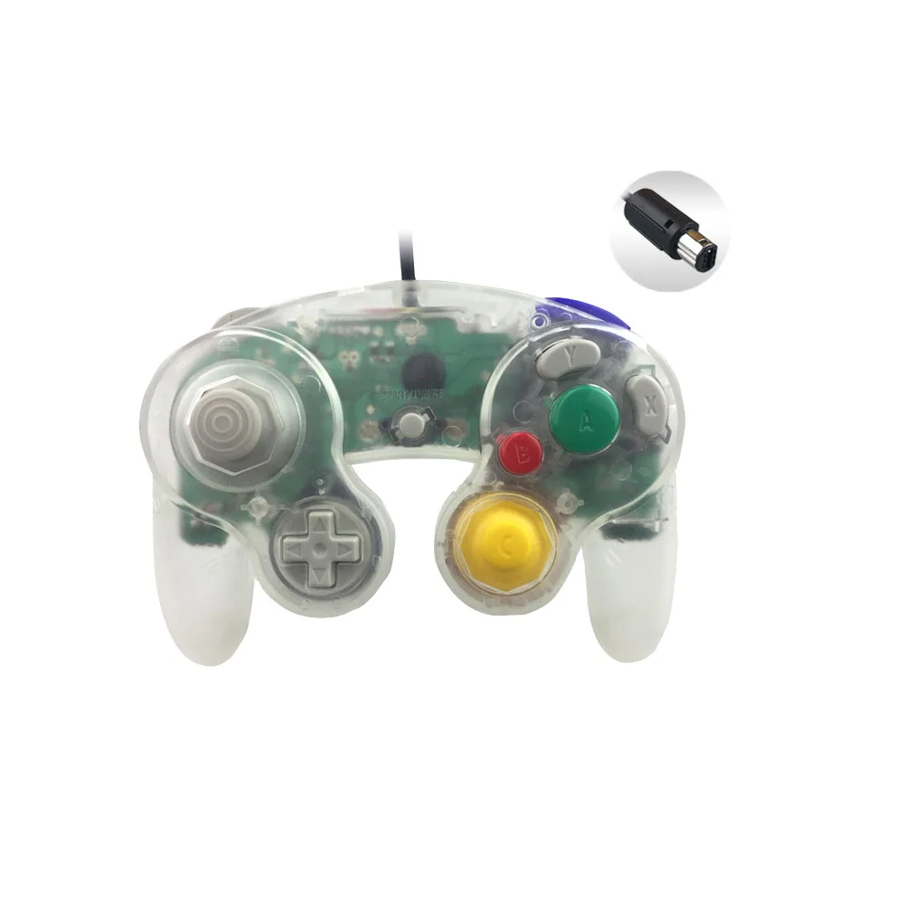 Transparent color Wired Gamepad Controller Joypad with Single Point For GameCube PC for N-G-C Joystick images - 6