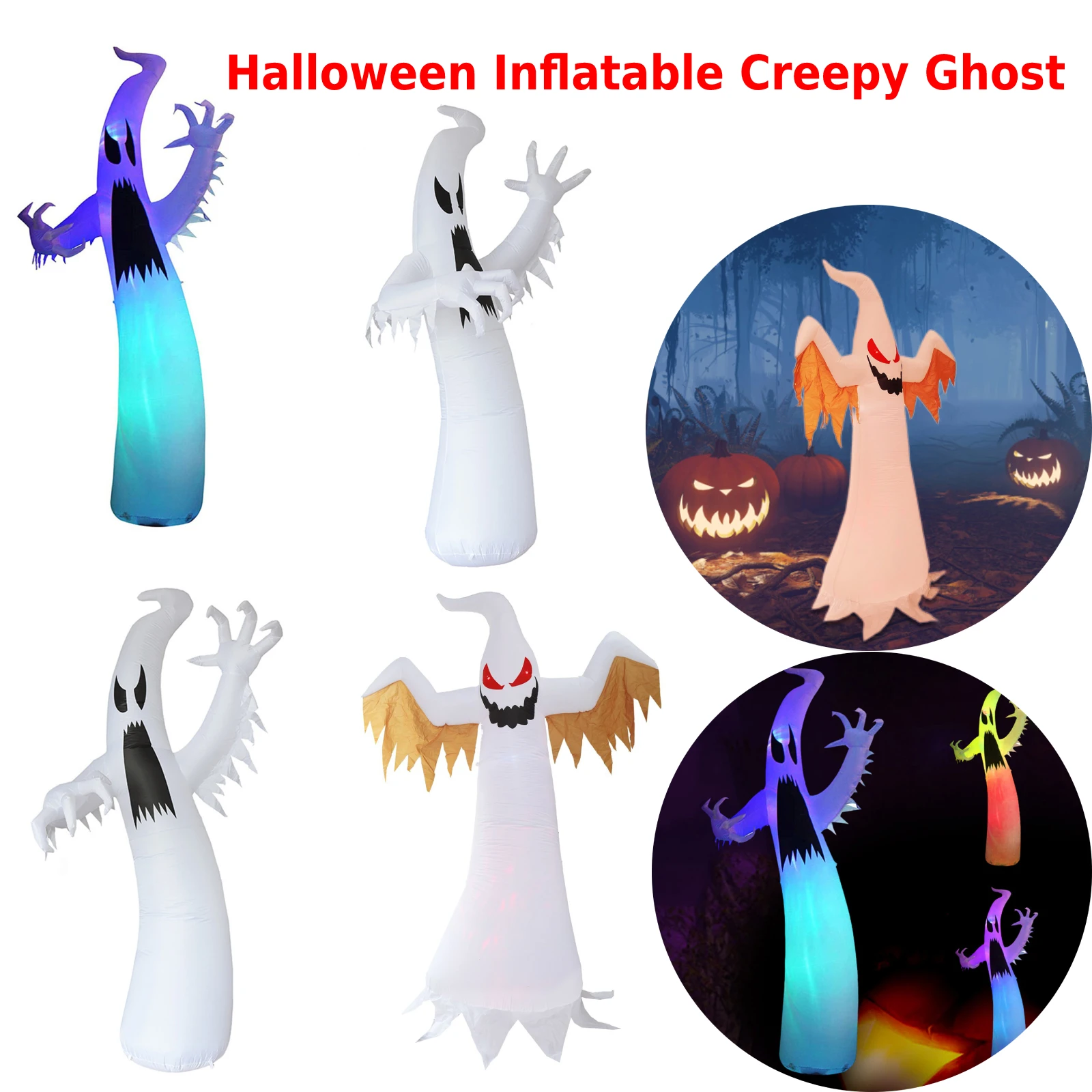 

Halloween Inflatable Ghost with Build-in Led Blow Up Creepy Ghost 12ft Ghost with Led Lights Haunted House for Party Yard Garden