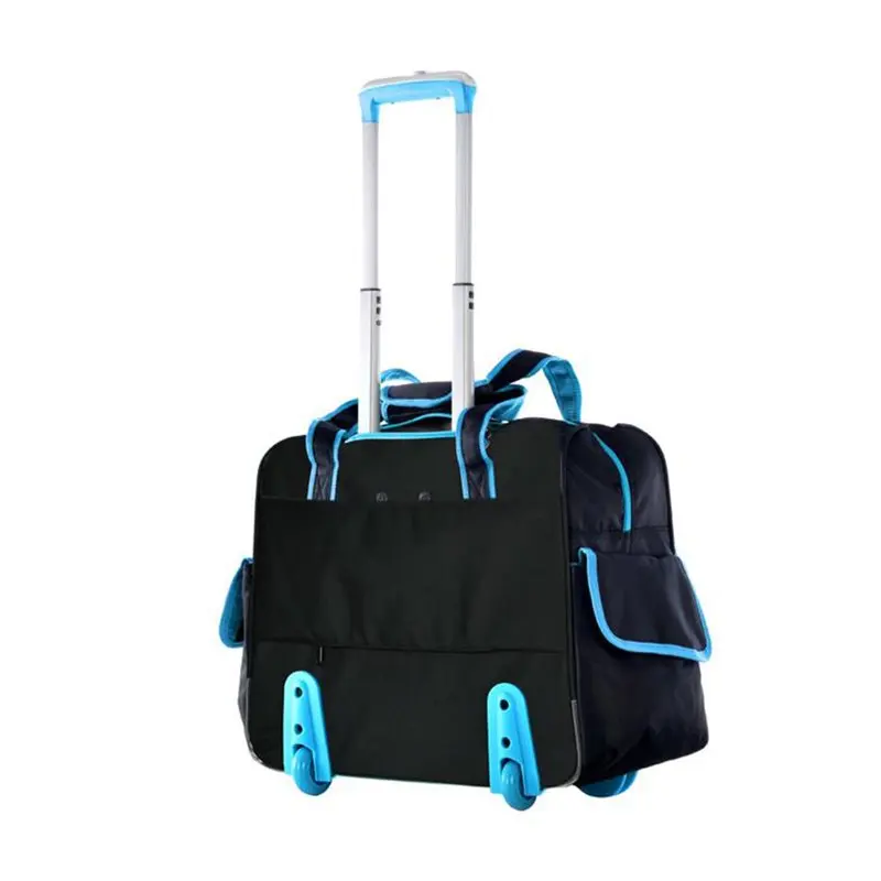 Olympia Rave Rolling Overnighter Tote Bag Luggage, Black and Blue