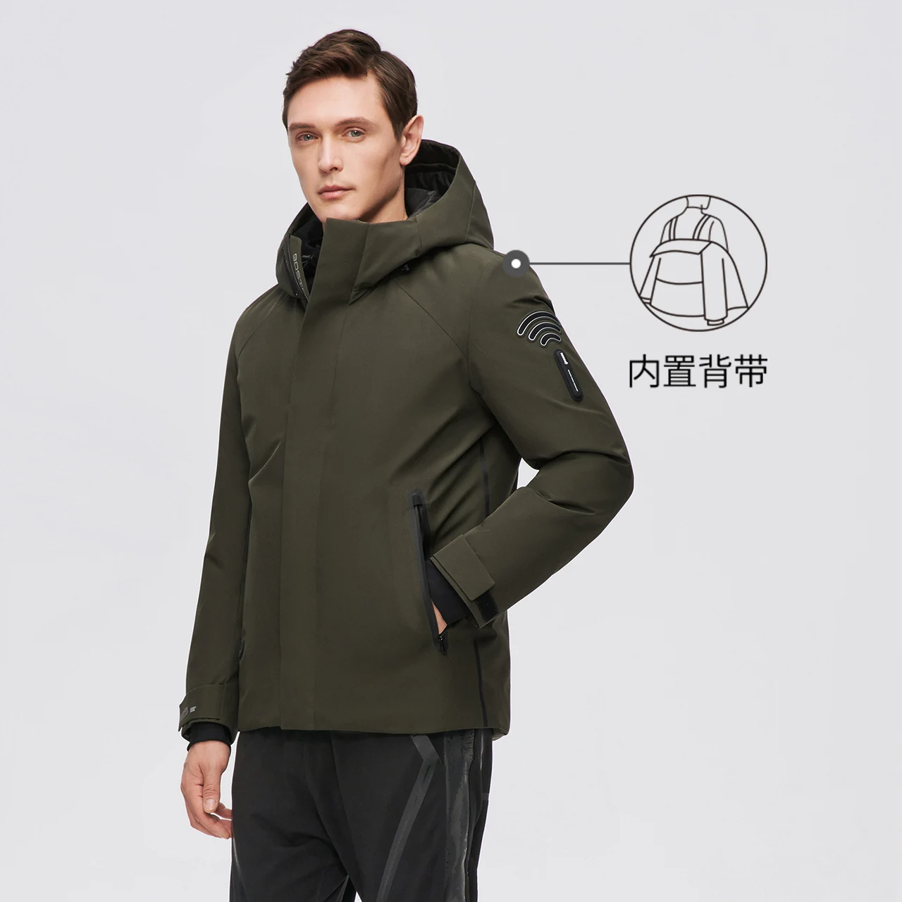 

BOSIDENG Outdoor jacket for men deep winter jacket waterproof windproof high-end coat hooded warm light B10142213A