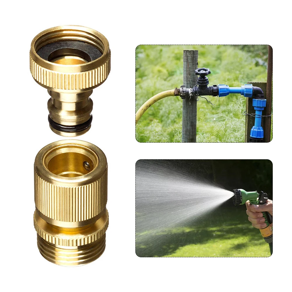 

2set/pack Garden Adapter Irrigation Brass Solid Car Wash Nozzle Pipe Hose Fittings Thread Quick Connector Male Female