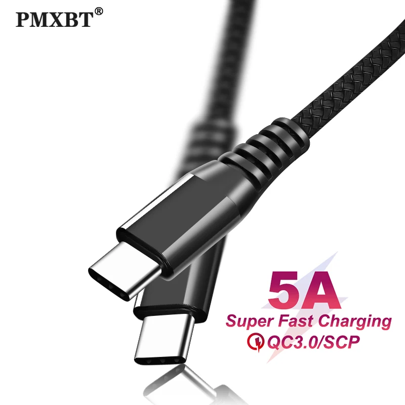 

60W PD Cable USB Type C To Type C 5A Fast Charging For Samsung S20 Redmi Oneplus Data Sync Quick Charger Cable Phone Charge Wire