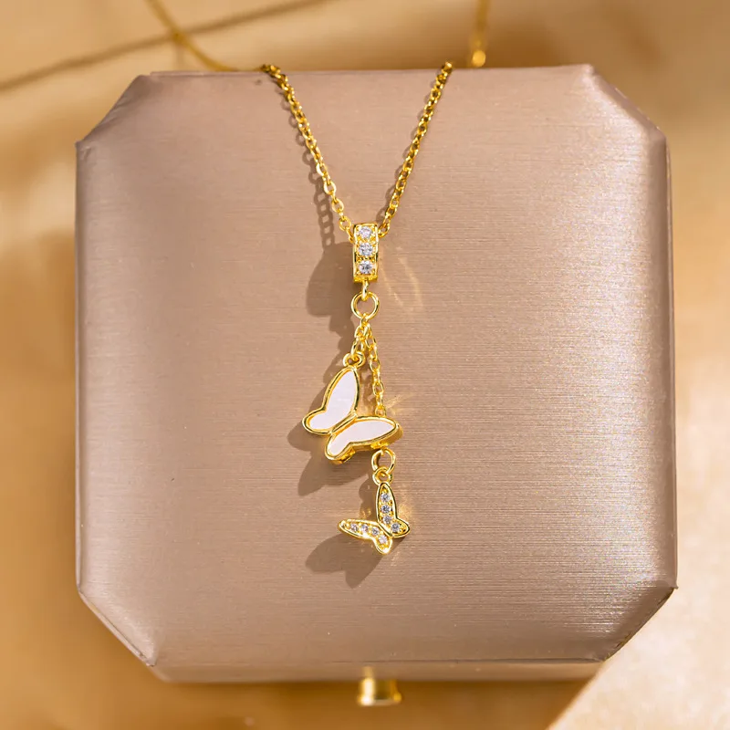

Fashion Butterfly Pendant Necklace Lady's Exquisite Full Diamond Tassel Collarbone Chain Wedding Party Party Gifts