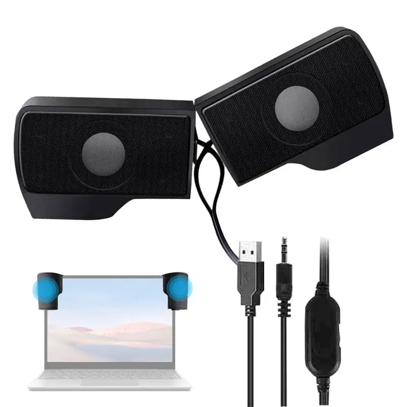 Computer Speakers For Laptop External Clip On Speakers USB Powered Wired Multimedia Soundbar PC Computer Laptop Speakers