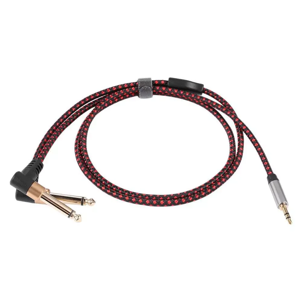 

Cable Angled Mini Jack 3.5 to Dual 1/4" Jack for TV PC Speaker Amplifier 3.5mm to 2*6.35 OFC Cable