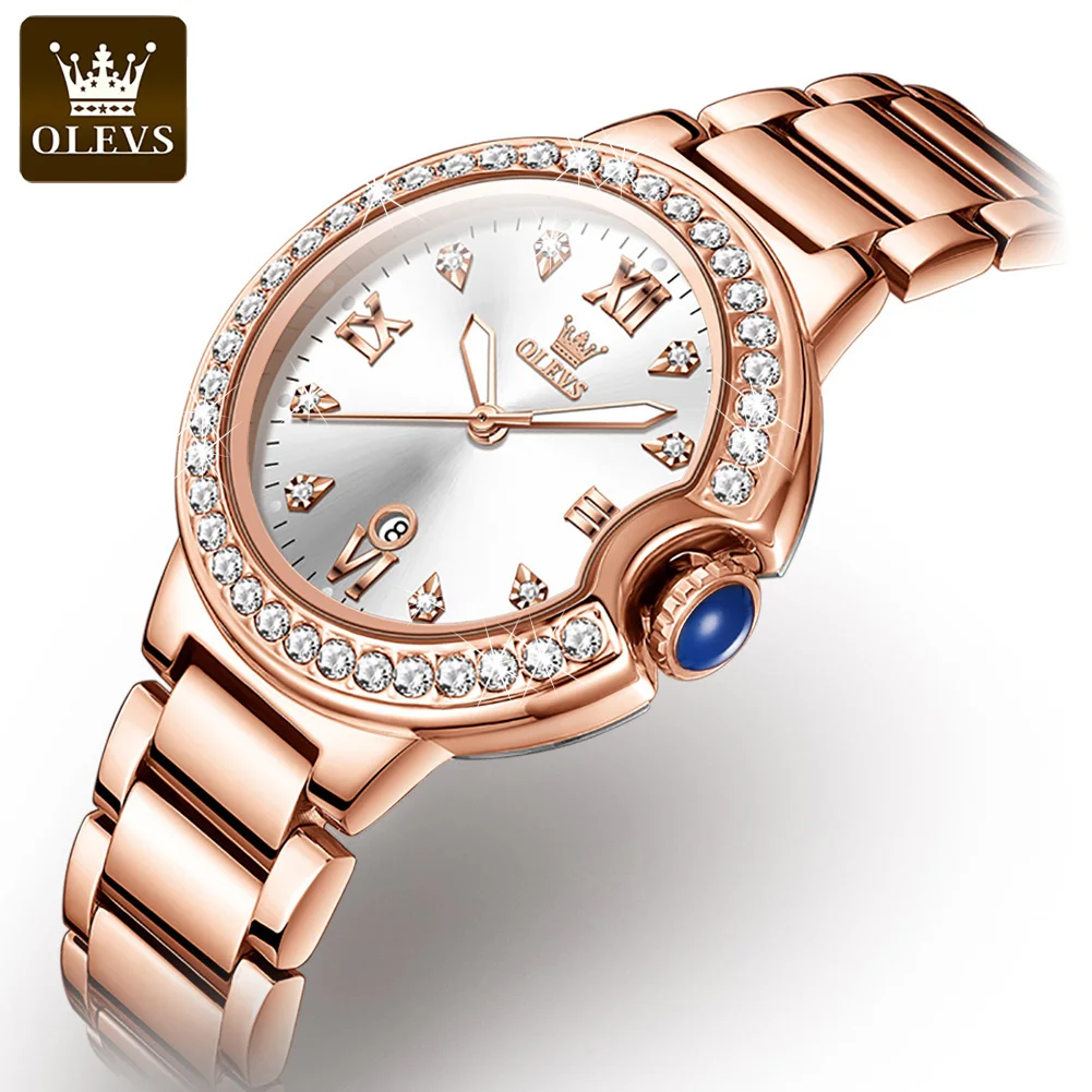 

OLEVS 5518 Quartz Waterproof Women Wristwatch Diamond-encrusted Great Quality Stainless Steel Strap Fashion Watches for Women