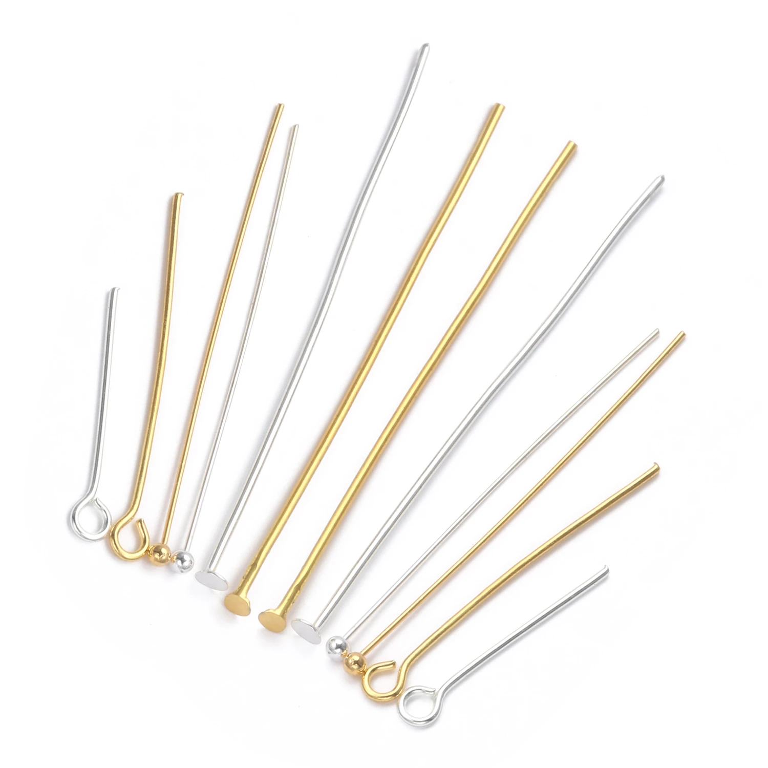 Шпильки для бижутерии шпильки с плоским наконечником золотистые/Серебристые