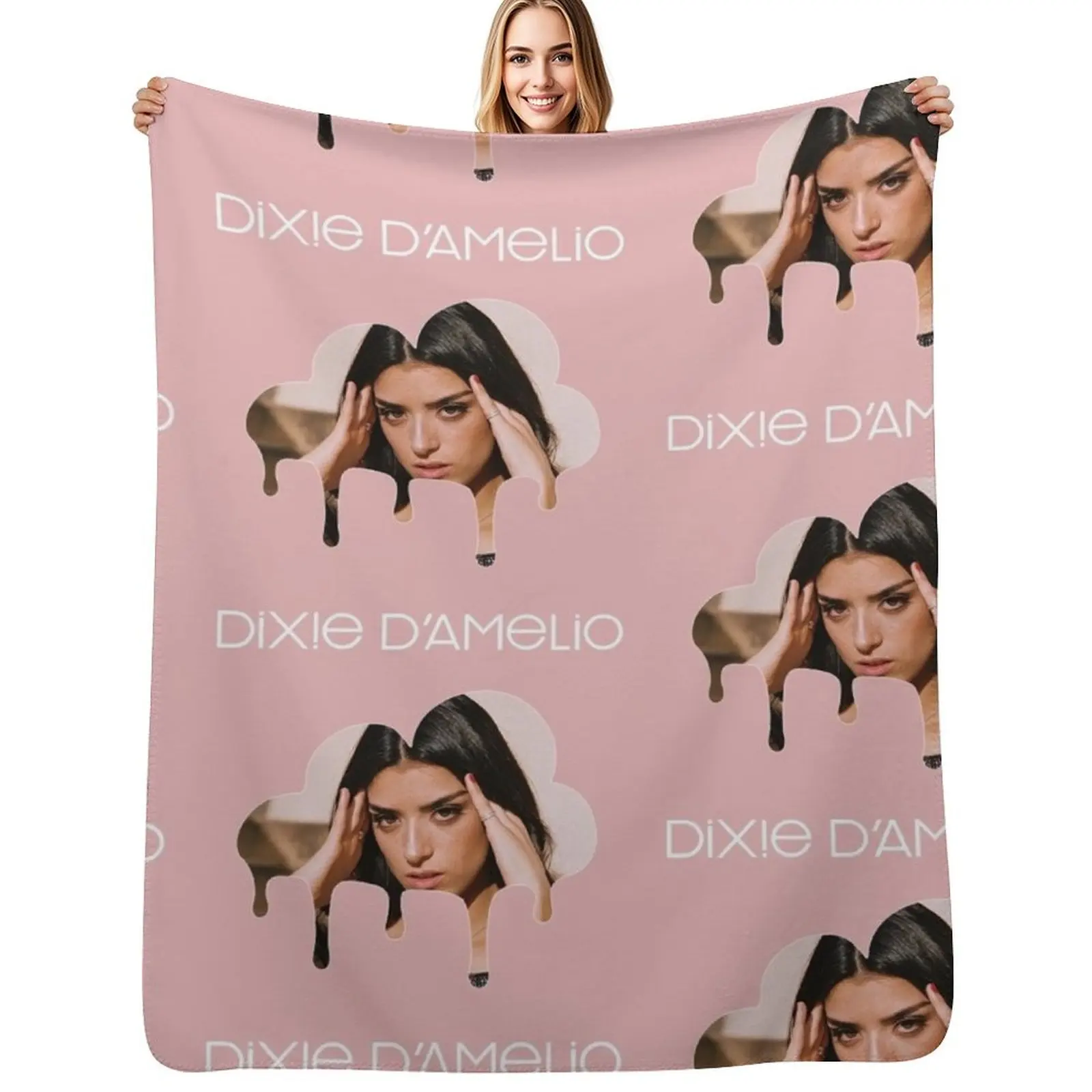 Фото Плед Dixie D'Amelio Logo 2, декоративное теплое покрывало для кровати, для зимы, гигантский декоративный плед для дивана. №1