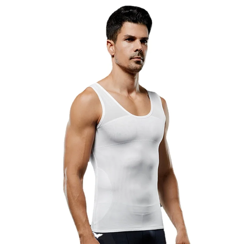 HaleyChan Men Compression Shirts Body Shaper Slimming Vest Elastic Slim Muscle Tank Shapewear Bodysuit Men Waist Trainer Fitness