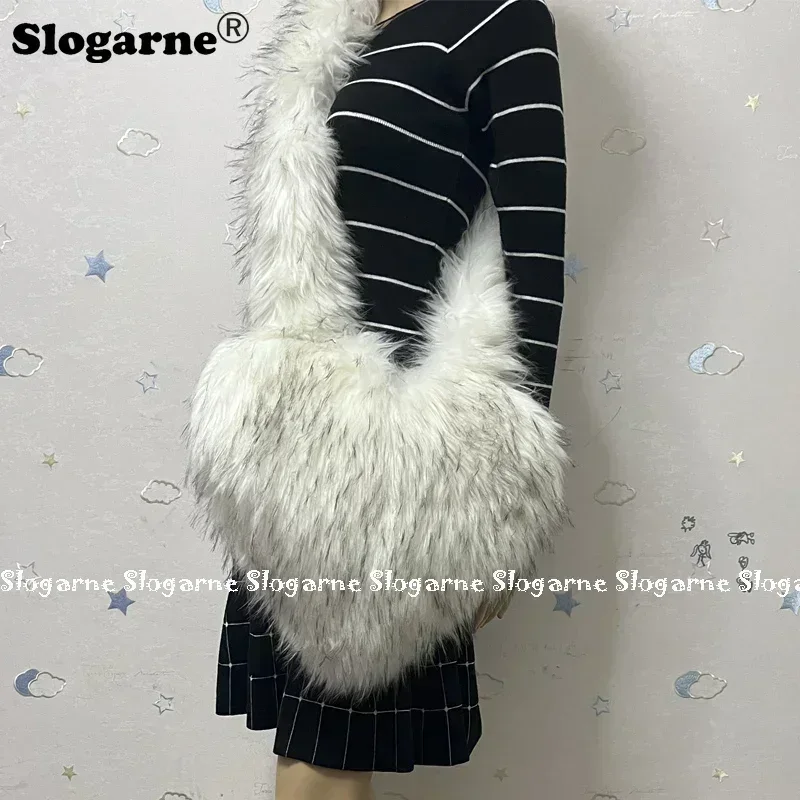 Женские зимние сумки из искусственного меха Y2K милые пушистые на плечо в форме