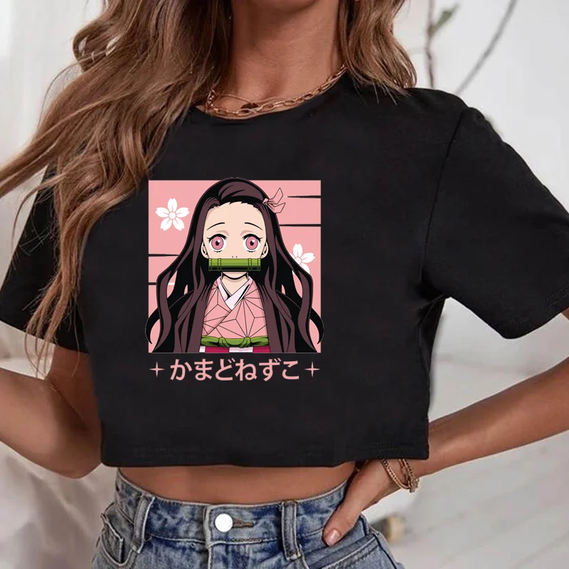 Новая Милая футболка Kamado Nezuko с графическим принтом женская модная повседневная