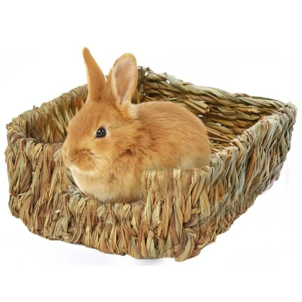 hot sales woven grass small pet rabbit hamster guinea pig cage nest house chew toy bed free global shipping