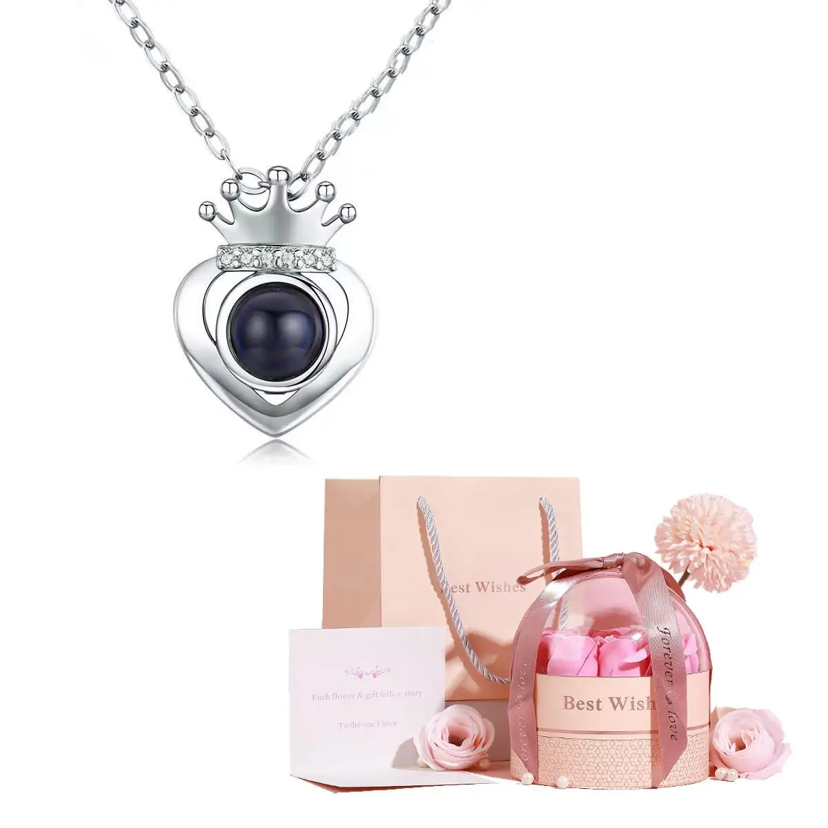 Ожерелье с подвеской в виде цветка розы 100 языков