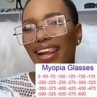 Очки Стразы в стиле ретро для близорукости женские, металлическая квадратная фоторамка, компьютерные игровые очки для близорукости-0,5-1,5-2