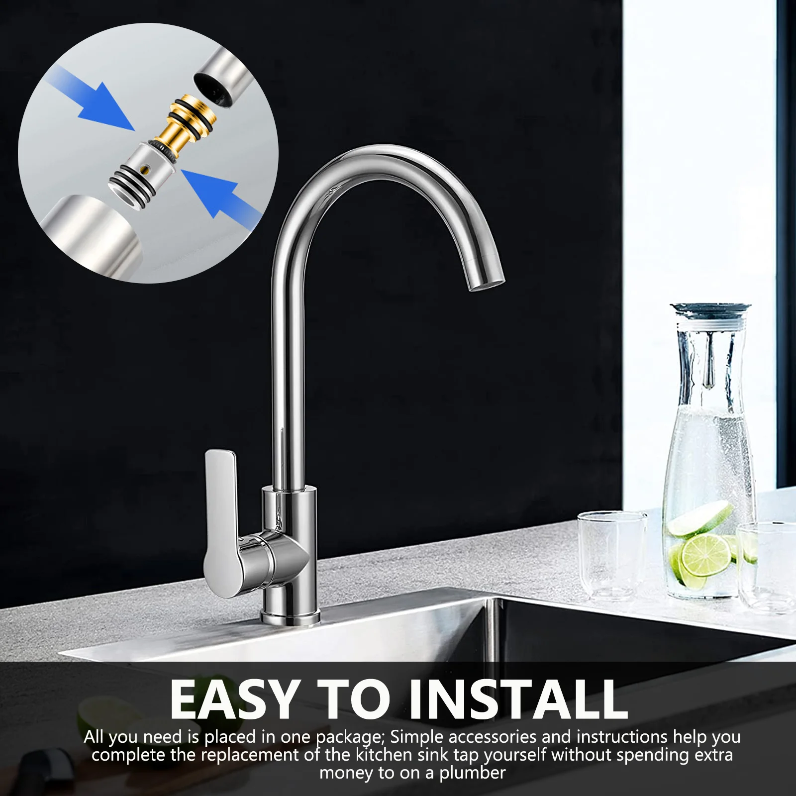 Кухонные краны из матового никеля смеситель для кухонной мойки моноблочный BauEdge