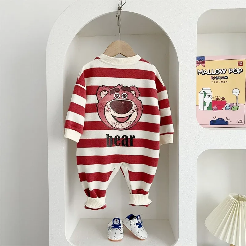 

0-2 Years Old Male and Female Baby Striped Lotso Style Jumpsuit Spring and Autumn Newborn Cute Cotton Loose Standard A Clothes