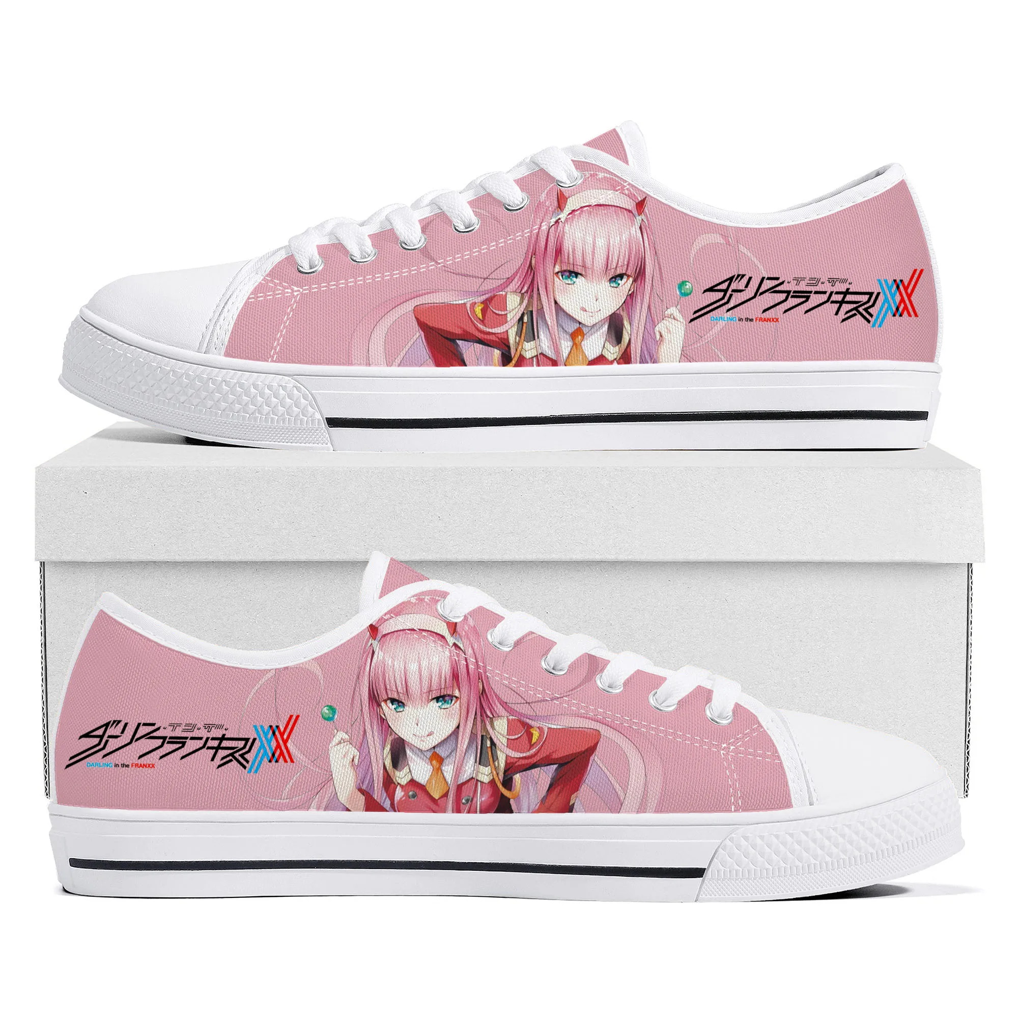 

DARLING In The FRANXX Zero Two Low Top Sneakers High Quality Mens Womens Teenager Canvas Sneaker Couple Casual Shoes Custom Shoe