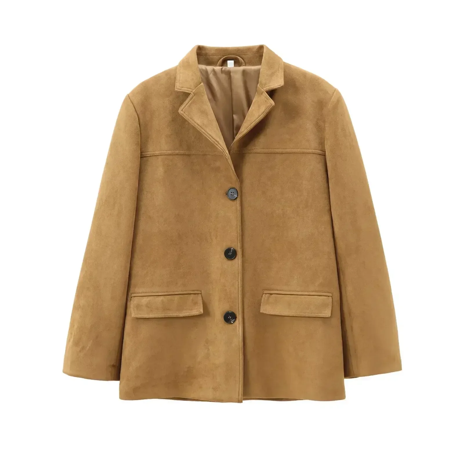 Женская новинка 2024 модная свободная повседневная однобортная куртка с откидным