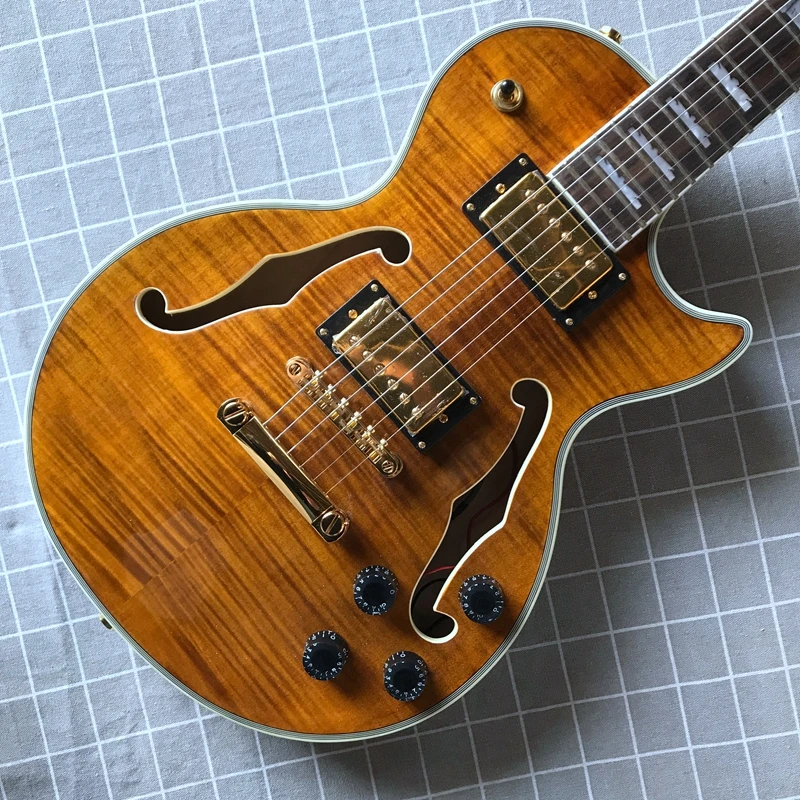 

China guitar factory custom New hollow body Electric guitar tobacco color Jazz guitar Gold hardware free shipping