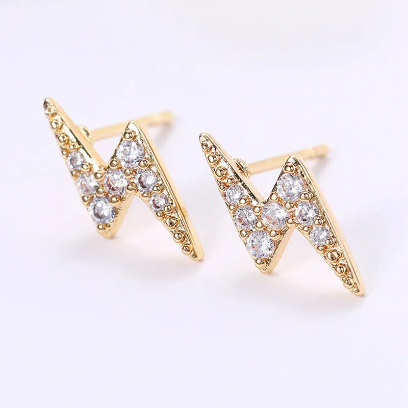 

Simple Mini Lightning Stud Earrings Women Fashion Trend Crystal Rhinestone Party Banquet Jewelry Accessories Friendship Gift