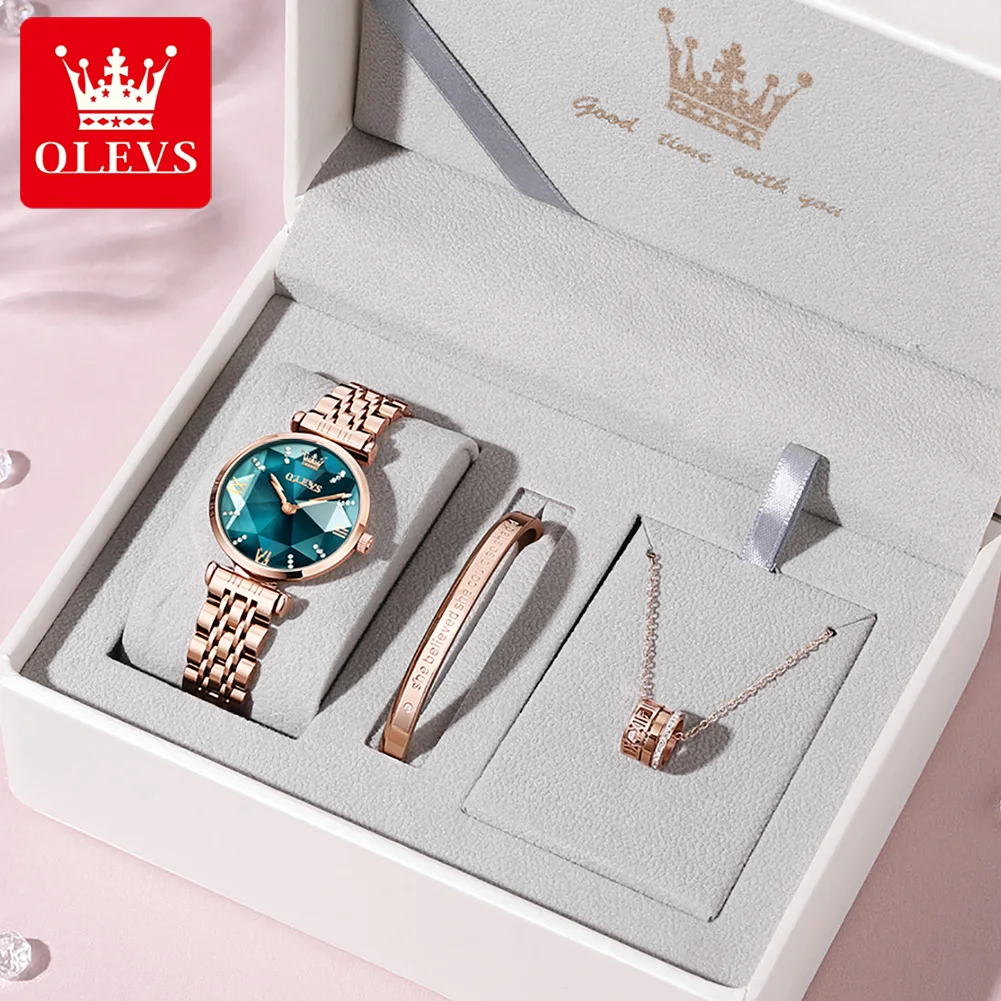 OLEVS Top Brands New Ladies Luxury Quartz Stainless Steel Strap Watch Waterproof Watches For Women Fashion Wristwatches Set