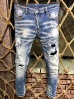 new dsquared2 vintage patchwork jeans fashion couple d2 ripped jeans boyfriend gifts distressed streetwear size 44 54 a220