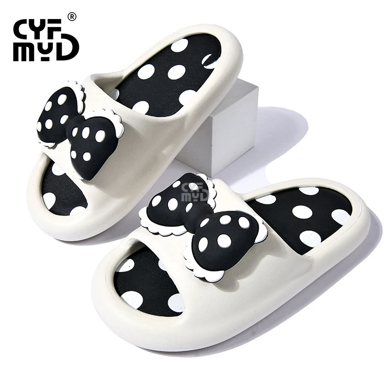 Women's Bowknot Home Slippers Falt Summer Cute Shoes for Woman Soft Comfortable Bathroom Designer Slides House Slipper Non-slip
