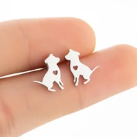 tulx stainless steel tiny cute dog earrings for women accessories love heart dog animal stud earrings children jewelry brincos