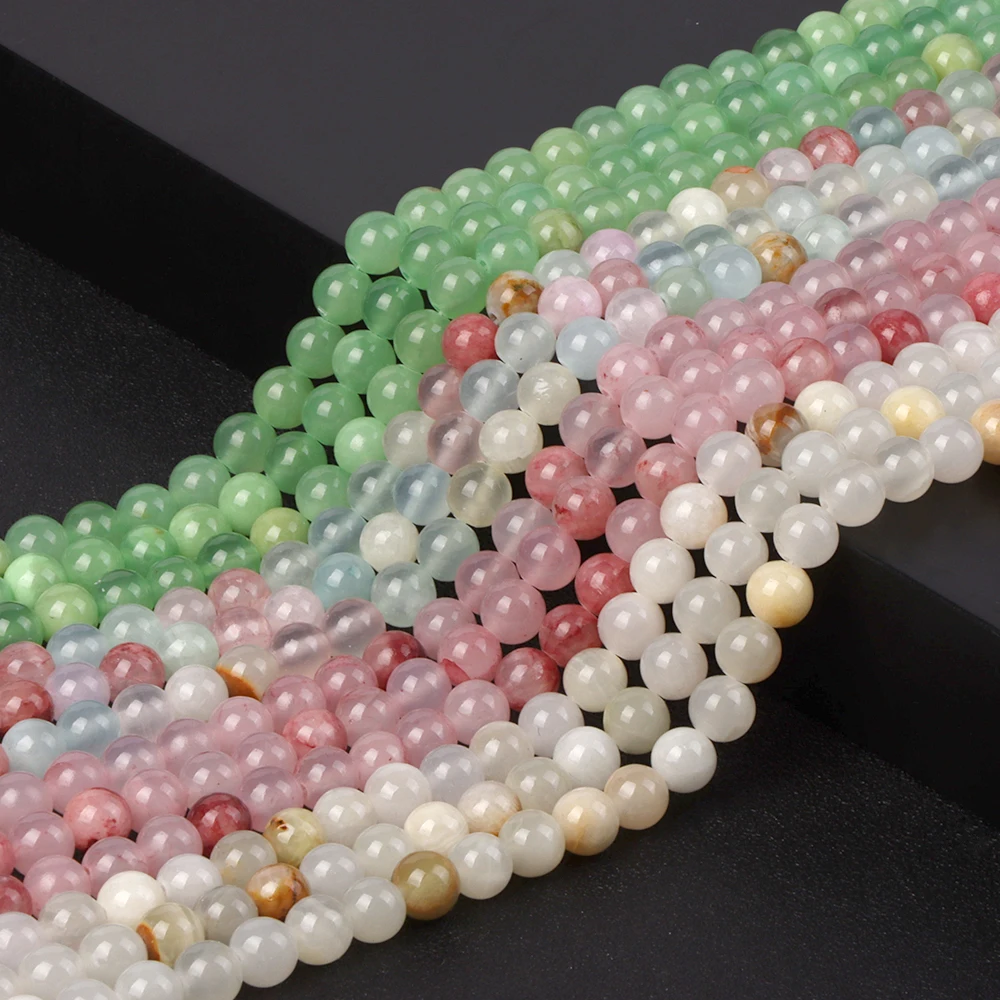 

Natural Stone Beads 4-10mm Polished Round Loose Spacer Beads for Women DIY Jewelry Making Bracelet Earring Necklace 15" Strand
