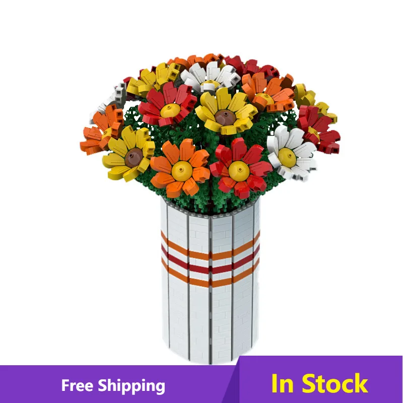 

Строительные блоки MOC, украшение, цветок, букет «сделай сам», хризантемы, розы, кирпичи, домашний декор, фотоальбом для девочек