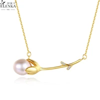 luxury natural freshwater pearl pendants necklace for women creatived soild 925 sterling silver rose clavicle chain fine jewelry