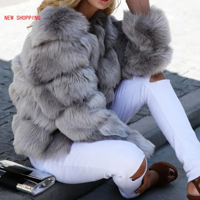 Fashion Vintage Fluffy Faux Fur Coat Women Short Furry Fake Fur Warm Winter Outerwear Pink Coat Casual Party Overcoat Mujer 2021