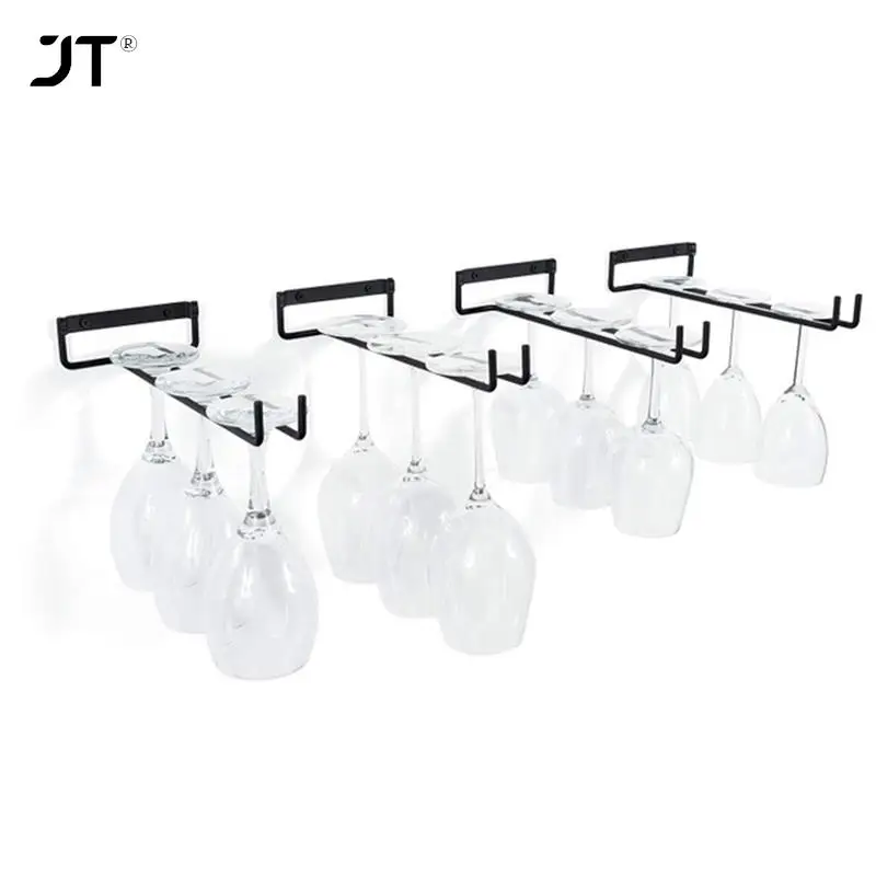 

30CM Black Wine Glasses Holder Bartender Stemware Hanging Rack Under Cabinet Stemware Organizer Glass Iron Rack Bar Hanger Shelf