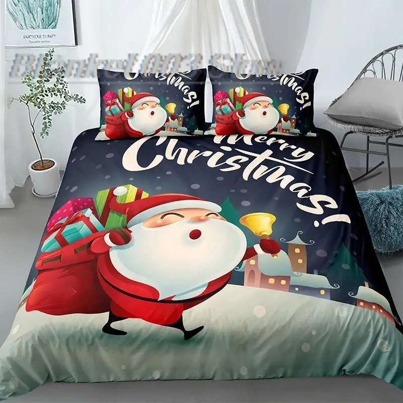 

Рождественский Комплект постельного белья с пододеяльником и наволочкой с принтом Санта-Клауса
