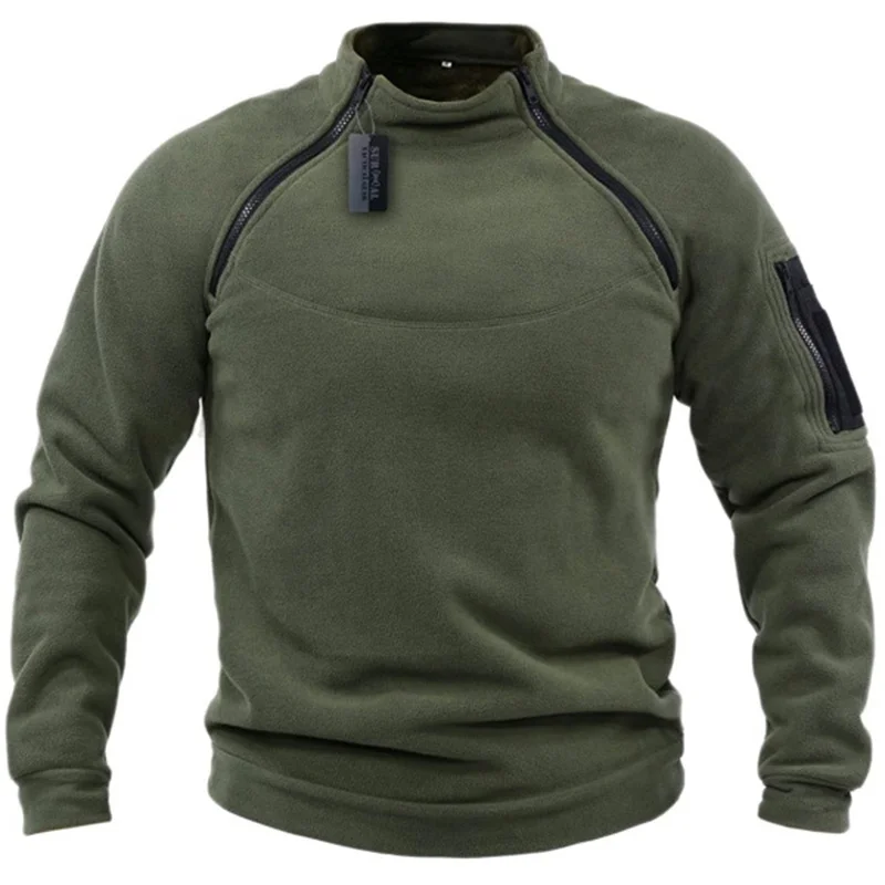 

Fleece Solid Color Winter New Fashion Oversize Casual Keep Warm Loose Khaki Sweatshirt For Men