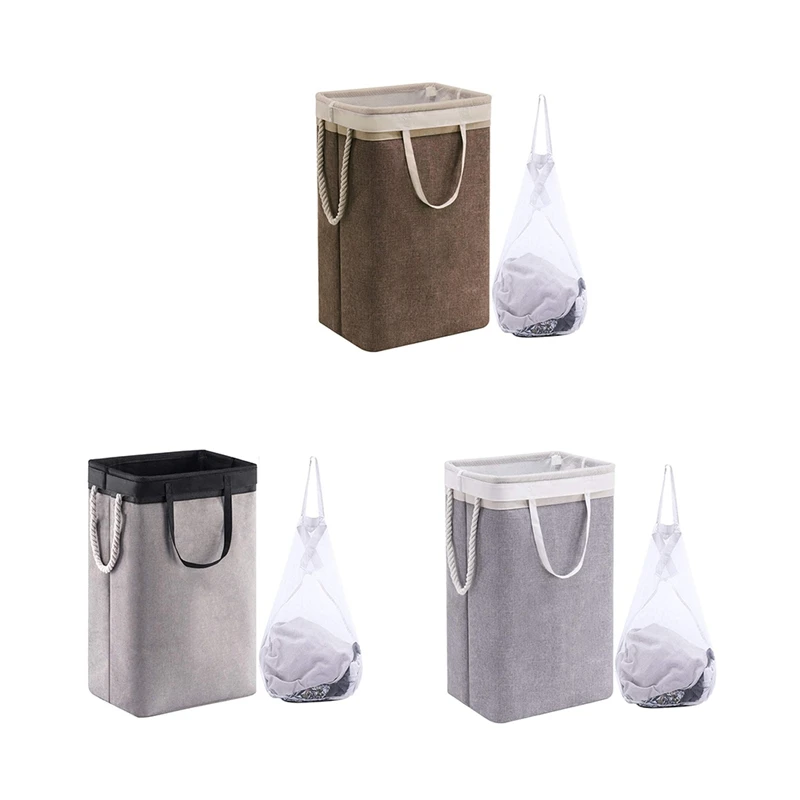 

Laundry Basket Household Sundries Storage Bag Detachable Bracket Foldable Dirty Clothes Storage Basket with Mesh Bag