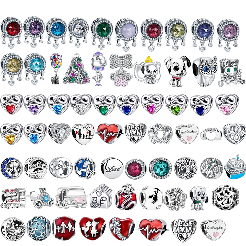 

Erizteya 925 Sterling Silver Fit Original Bracelet Necklace Pink Girl Heart Balloon Cute Dog Plata De Ley Charm DIY Jewelry Gift