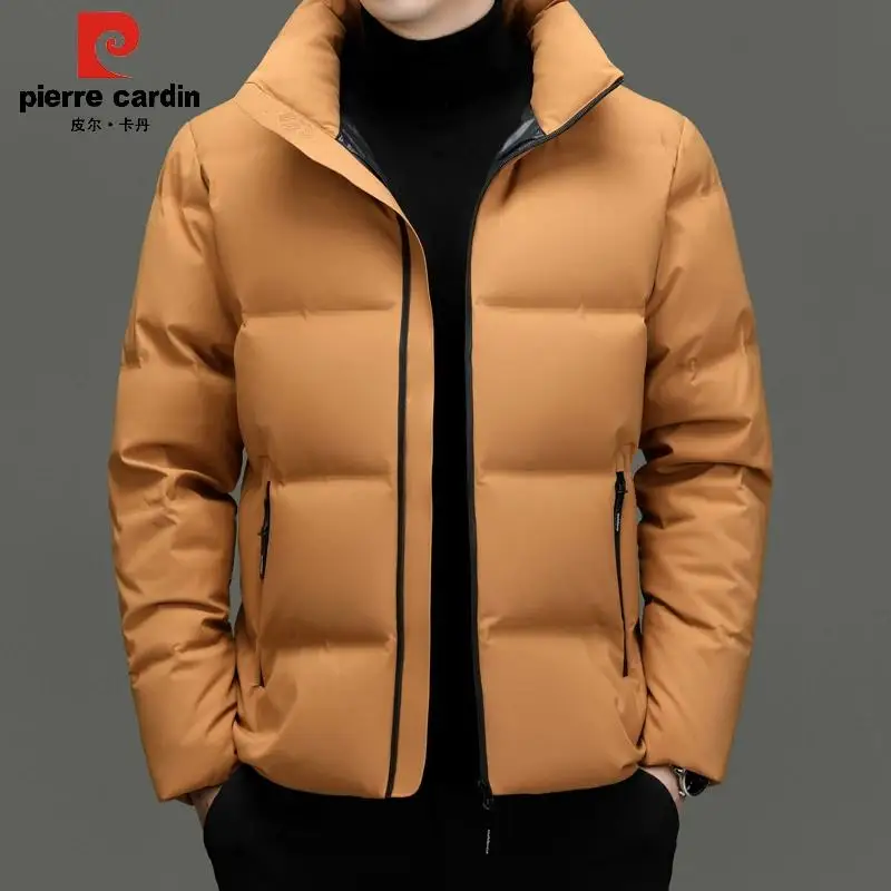 Pierre Cardin Winter New Men's Stand Collar White Duck Down Down jacket Warm Windproof Outerwear Short down Coat Men