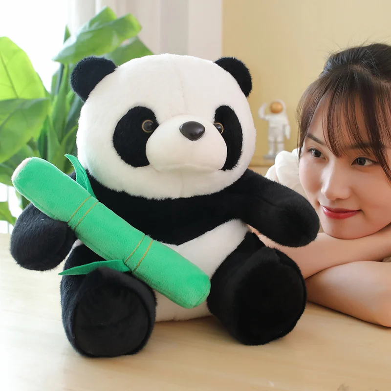 

Новая Милая панда для объятий, бамбуковые листья, плюшевая игрушка, кавайная мягкая мультяшная мягкая игрушка, панды, плюшевые куклы, классические детские подарки для девочек