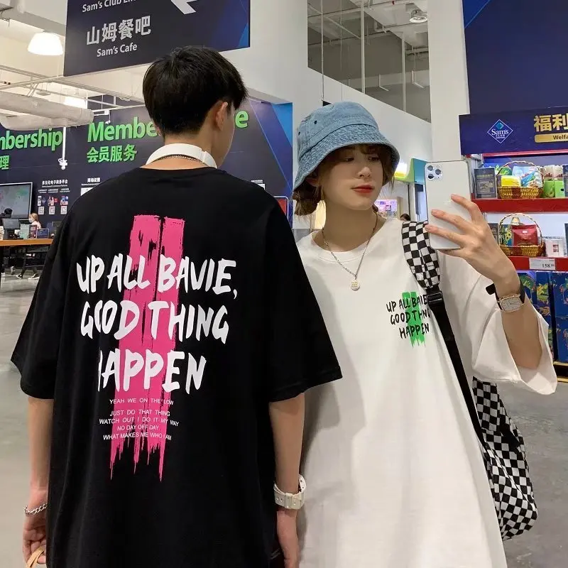 

sKorean and Japanese style Short-sleeved t-shirt new summer simple couples print clothes tide brand ins all-match t-shirtS-3XL