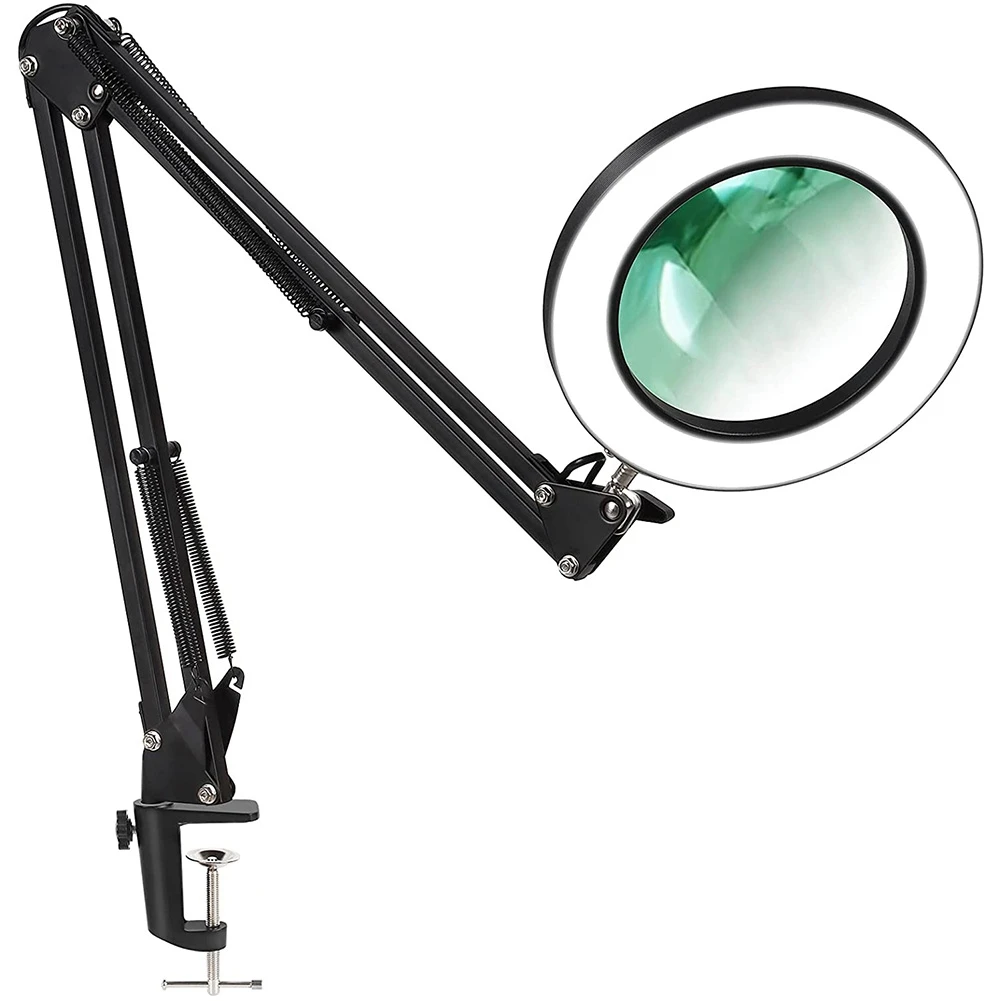 

Magnifying Glass with Light and Bracket 3 Color Modes Stepless Dimmable LED Desk Lamp Used for Reading and Repairing