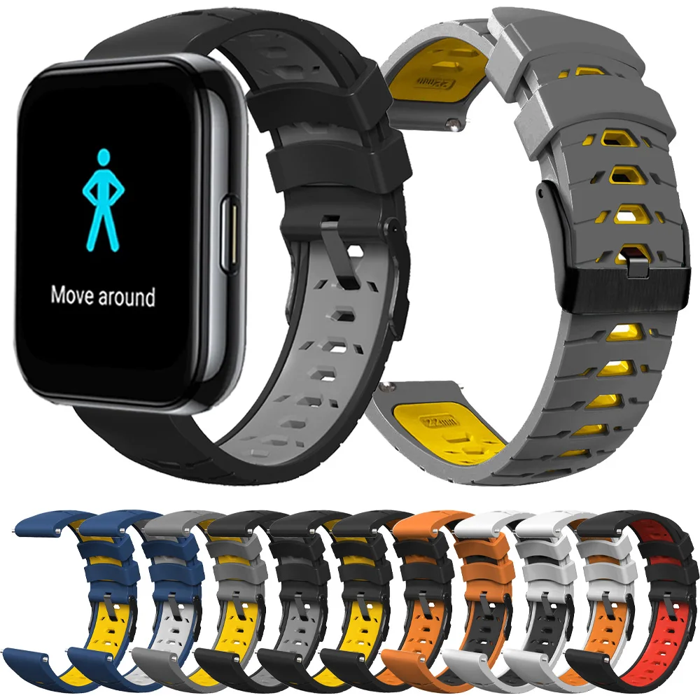 

Ремешок силиконовый спортивный для Realme Watch S Pro Band, сменный Браслет для Realme Watch 2 Pro, аксессуары для наручных часов, 20 мм 22 мм