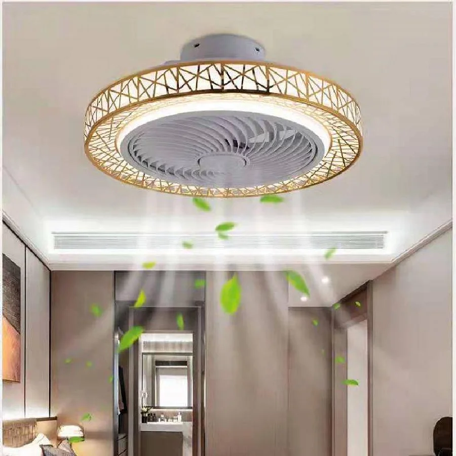 

Nordic postmodern intelligent LED ceiling fan with lamp remote control bedroom decorative fan invisible silent ceiling fan lamp