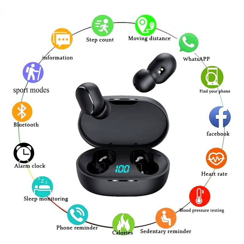 

2022 New TWS E6S Bluetooth Earphones Wireless Earbuds For Noise Cancelling Sports Headsets With Microphone Headphones