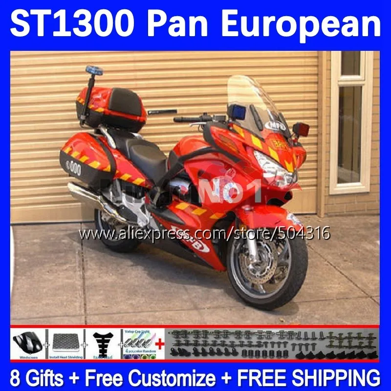 

STX1300 For HONDA ST-1300 ST 1300 02 03 04 05 06 07 08 180MC.81 ST1300 2009 2010 2011 2012 2013 2014 2015 Fairings glossy red