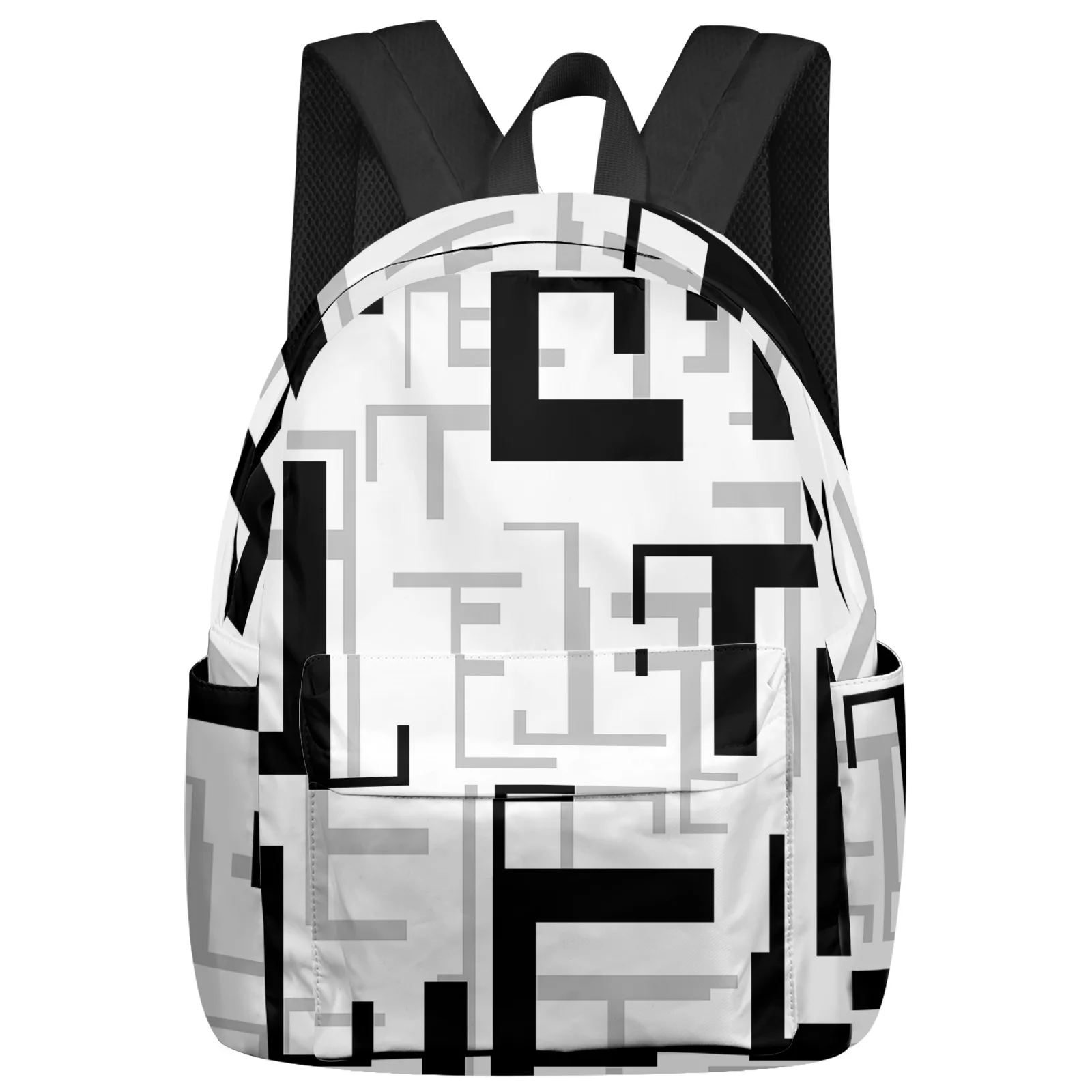 

Modern Art Geometry Black Grey Feminina Backpacks Teenagers Student School Bags Laptop Backpack Men Women Female Travel Mochila