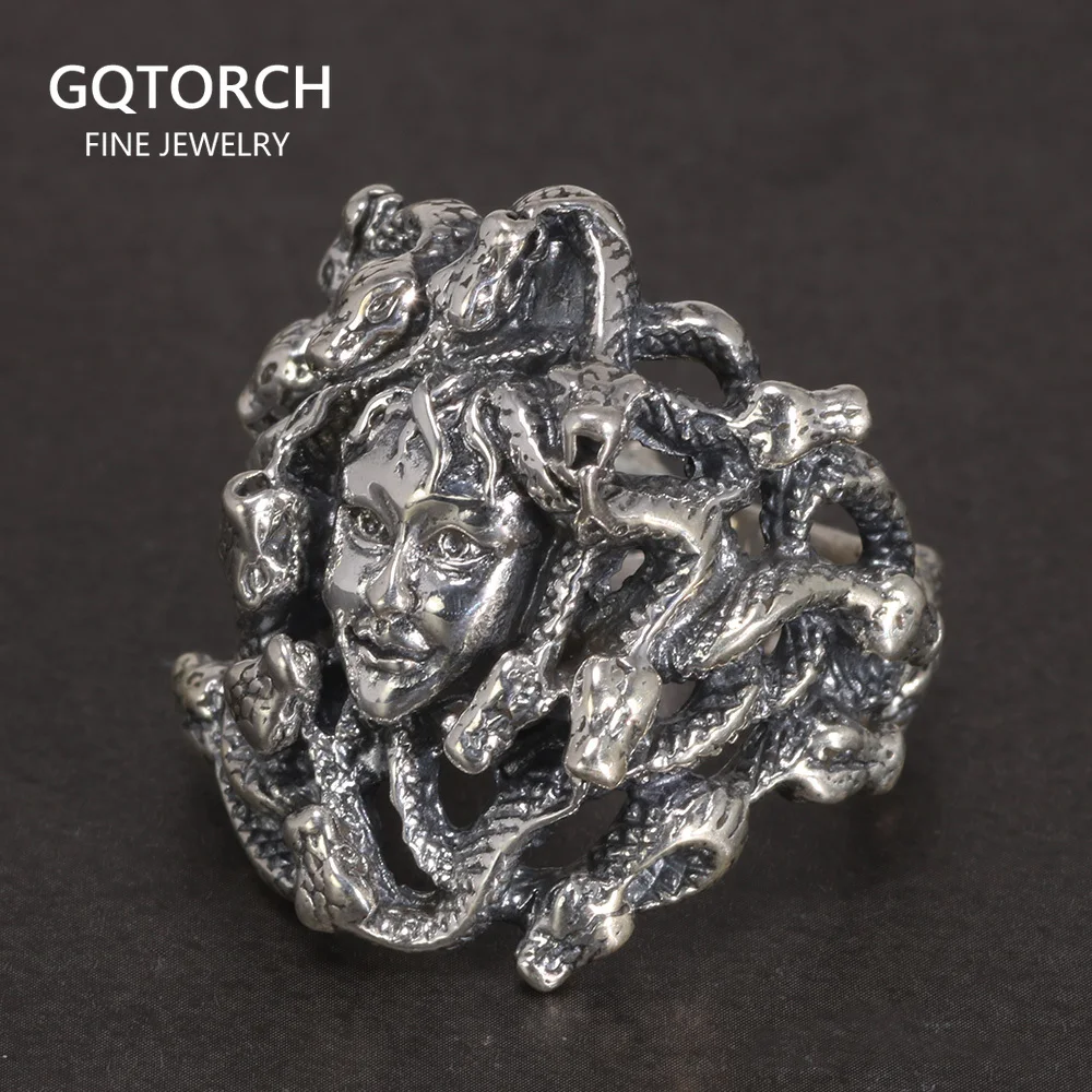 

Ювелирные изделия из стерлингового серебра S925 пробы ручной работы, винтажное персонализированное мужское кольцо с животным змеей и округл...