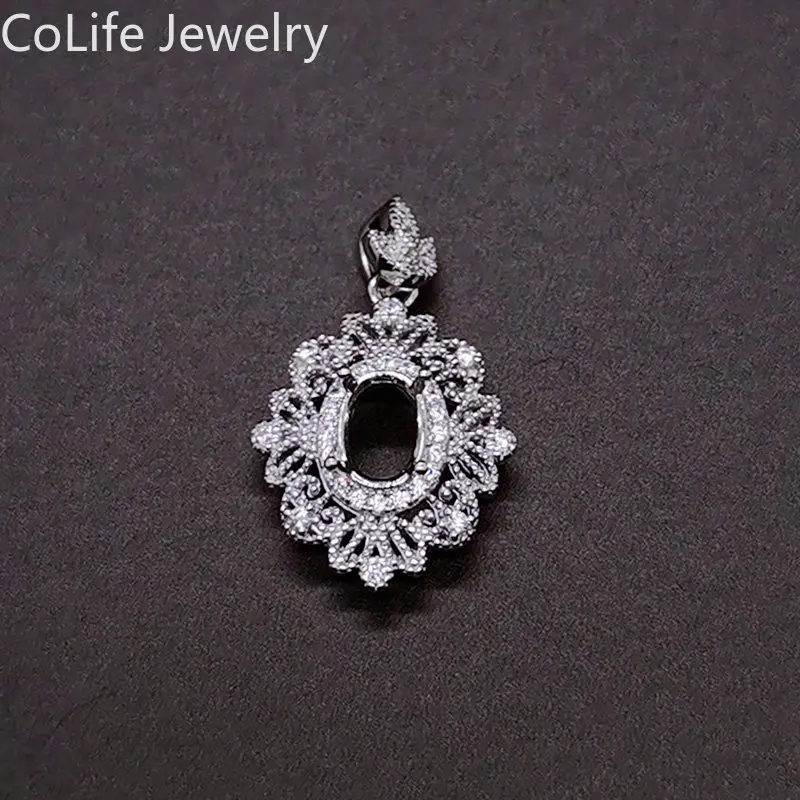 

5mm * 7mm Gemstone Pendant Settings for Jewelry Shop 3 Layers 18K Gold Plating 925 Silver Pendant Setting Jewelry DIY Supplier