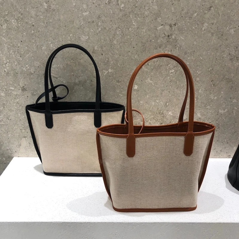

Women's Linen Handbag Jute Cotton Tote Son Mother Bag Female Large Capacity Daily Shopping Pouch